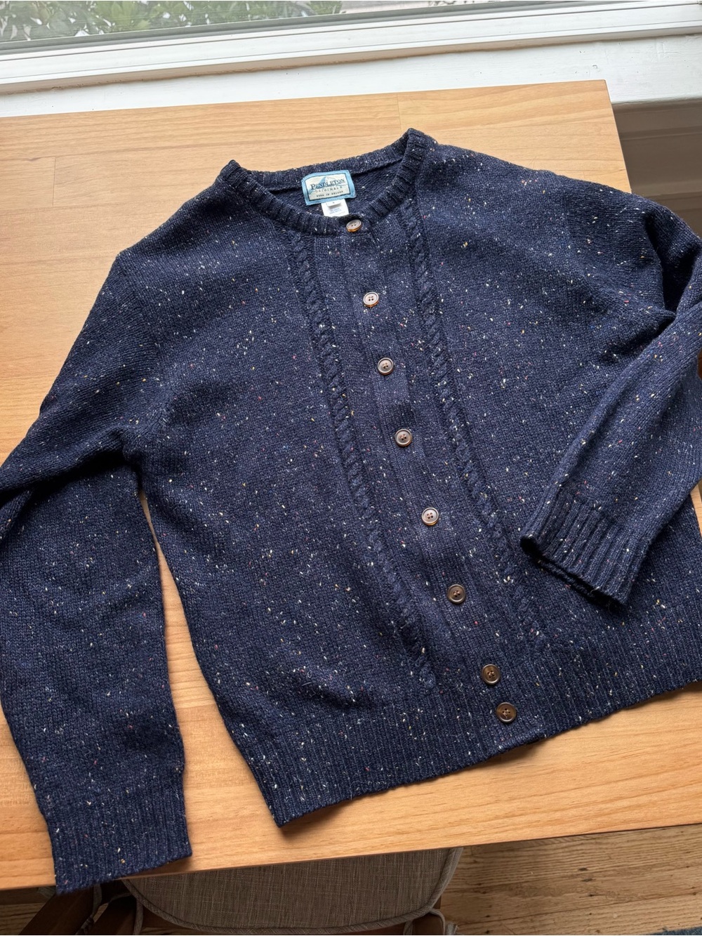 Pendleton Wool Navy Speckled Button-Up Cardigan Fall Layering Vintage Academia